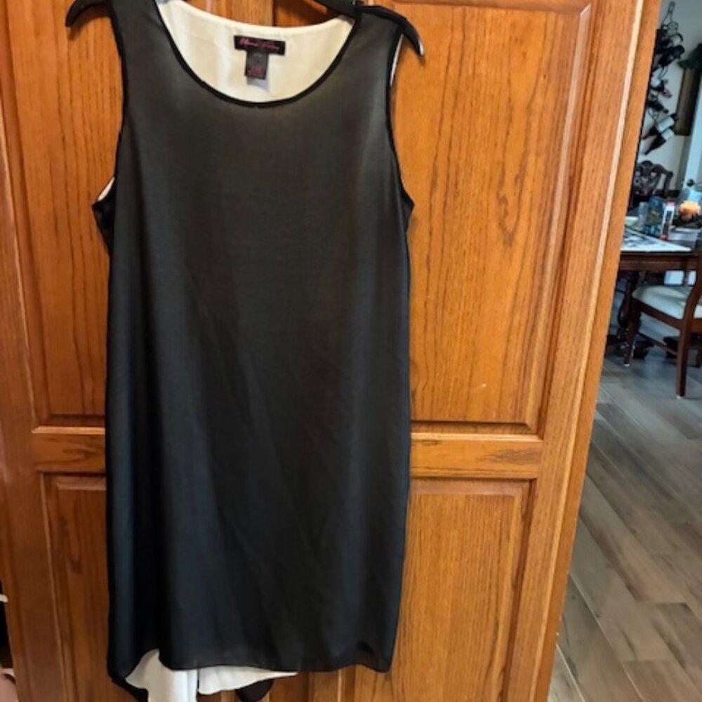 Women's Elena Wang Black sheer on White sheer dress Size M